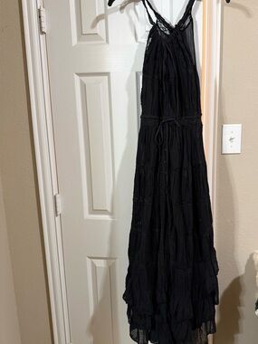 🖤 Boho Tiered Lace-Trim Maxi Dress